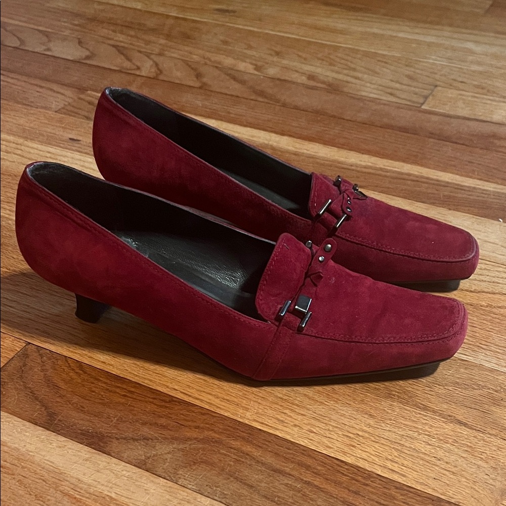 Stuart Weitzman Burgundy Suede Loafers